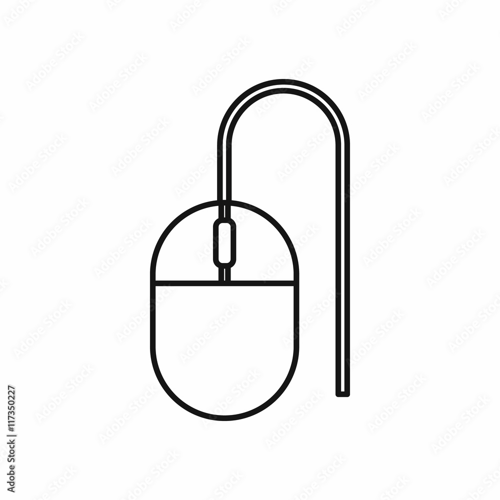 Poster computer mouse icon in outline style isolated vector illustration