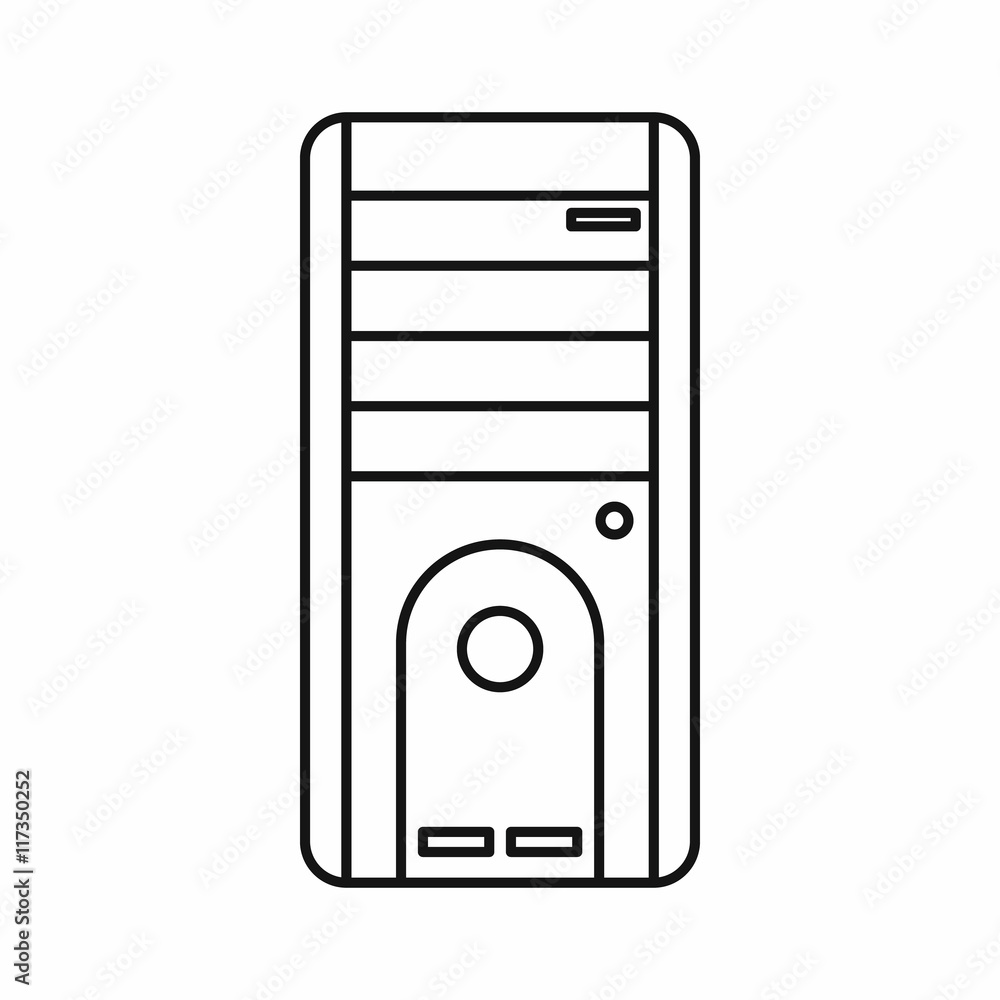 Poster computer system unit icon in outline style isolated vector illustration