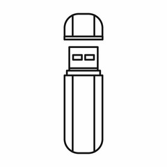 USB flash drive icon in outline style isolated vector illustration