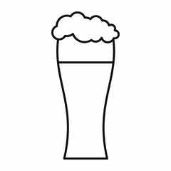 Glass of beer icon in outline style isolated vector illustration