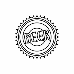 Beer bottle cap icon in outline style isolated vector illustration