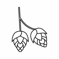 Branch of hops icon in outline style isolated vector illustration