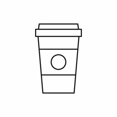 Paper cup of coffee icon in outline style isolated vector illustration