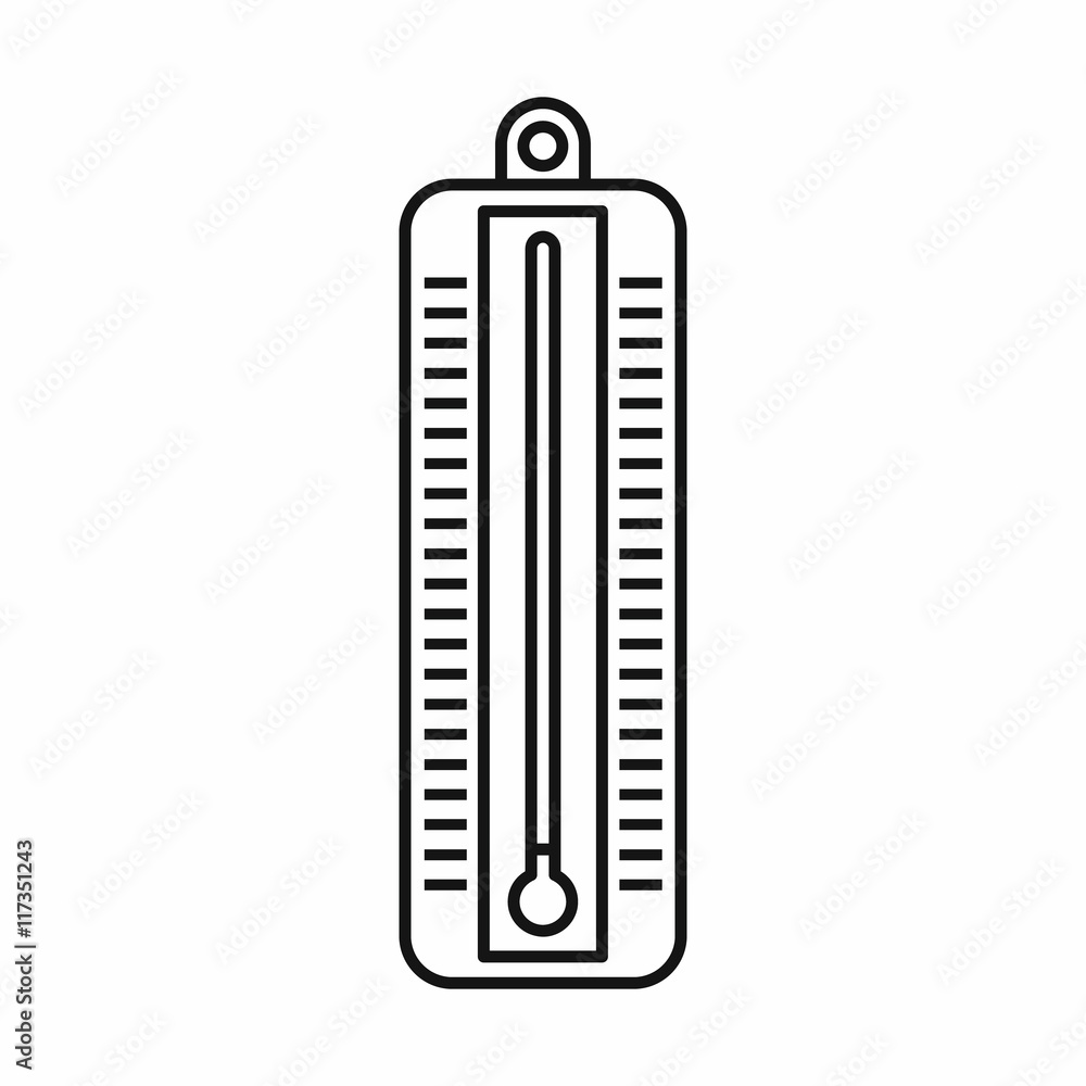 Poster thermometer indicates low temperature icon in outline style isolated vector illustration