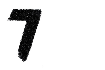 The black beads number 7 Isolated on white background