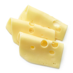 cheese slices on white background