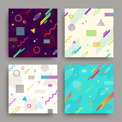 Vector set of abstract avangarde retro background with multicolored geometric shapes