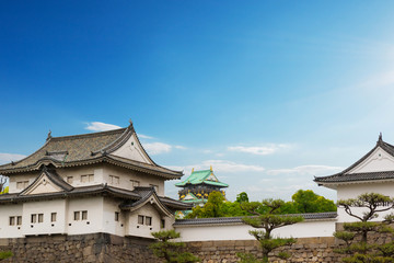 Fototapeta na wymiar Osaka castle is historic landmark in osaka city japan.