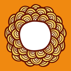 Simple abstract sunflower. Doodle frame. Vector illustration.