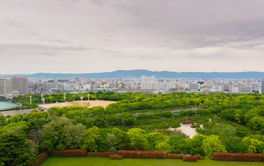Cityscape and Skyline of Osaka city in Japan