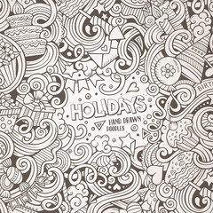 Cartoon hand-drawn doodles holidays illustration