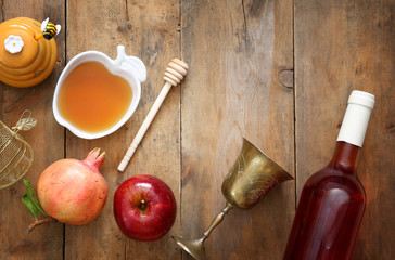 Rosh hashanah (jewish New Year) concept. Traditional symbols