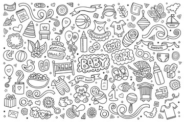 Sketchy vector hand drawn Doodle cartoon set of objects and symb