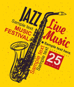Music poster with a picture of a saxophone jazz festival