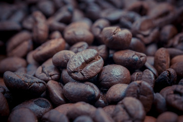 Coffee Beans with filter effect retro vintage style