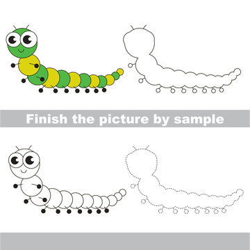 The funny centipede. Drawing worksheet.