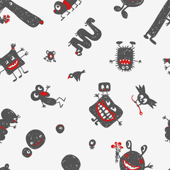Seamless pattern - monsters