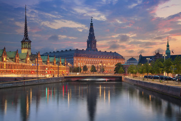 Copenhagen. Image of Copenhagen, Denmark during twilight blue hour.