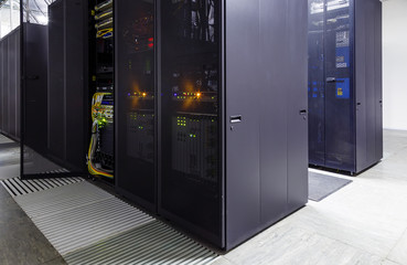 Modern interior of server room, Super Computer, Data center