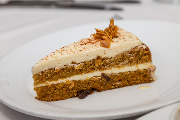 Slice of Carrot Cake on Plate
