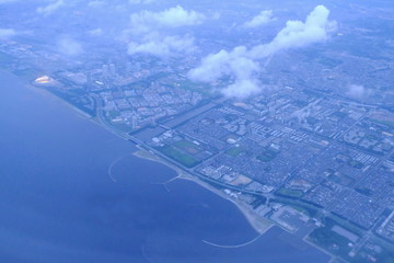 上空からの都会景色