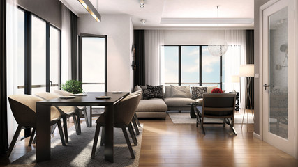 3D Render of designed home interior
