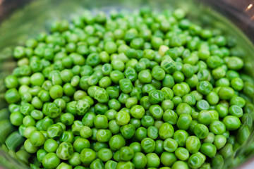 green pea in a glass bowl