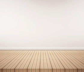 Wood floor with white wall
