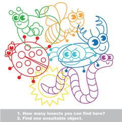 Cute funny insects mishmash colorful set in vector.