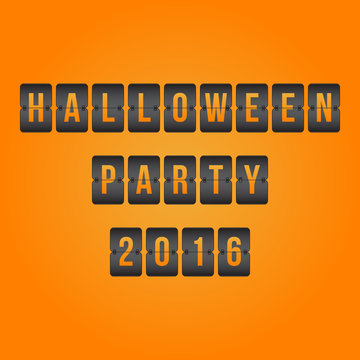 Halloween Party 2016  Scoreboard, orange and black flip  symbol isolated on background