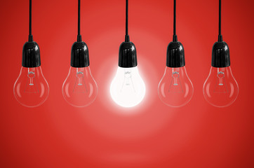 Idea concept with light bulb.