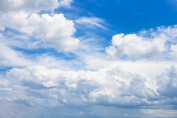 dense white clouds in blue sky in summer day