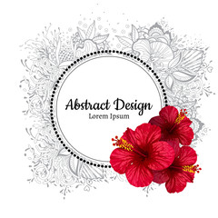vector hibiscus flower. invitation card.
