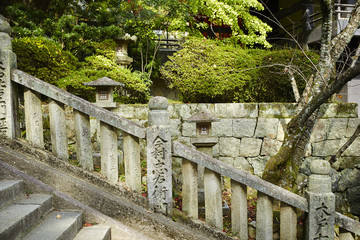 Fototapeta premium Stone steps to shrine in Japan
