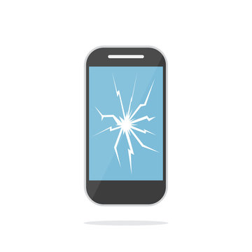 Mobile phone with crack screen vector