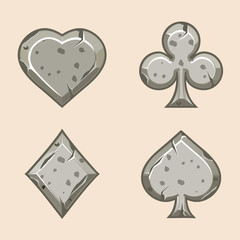 Vector set illustration stone icons of playings cards
