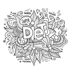 Diet hand lettering and doodles elements 