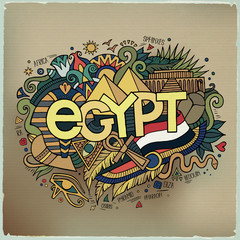 Egypt hand lettering and doodles elements background.