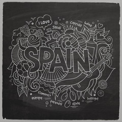 Spain hand lettering and doodles elements background