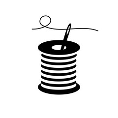 Icon in the form of a spool thread with needle