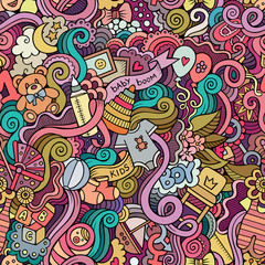 Obraz na płótnie Canvas Cartoon vector doodle children seamless pattern