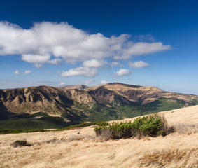 Autumn landscape on a sunny day in the mountains