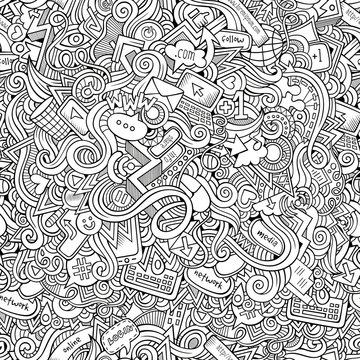 hand drawn internet social media seamless