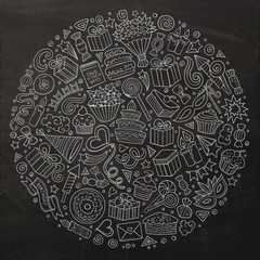 CoSet of Holidays cartoon doodle objects