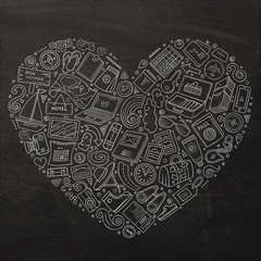 Vector doodle set of travel theme items