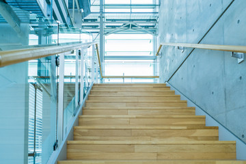Natural colored staircase in modern building