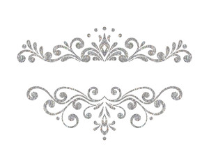 Elegant luxury vintage silver floral border