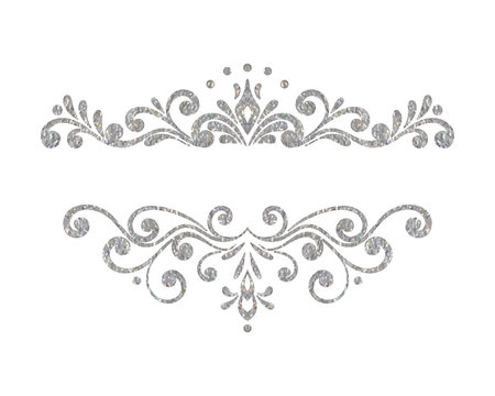 Elegant luxury vintage silver floral border