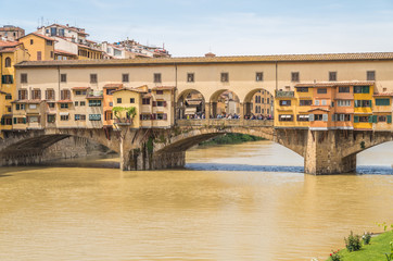 Fototapeta na wymiar The Ponte Vecchio is a famous and historical bridge over the River Arno