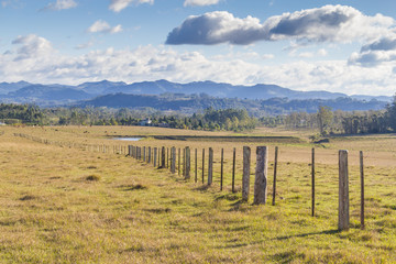 Wood fence in a farm